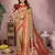 Gold handloom kalamkari silk blend saree with zari woven work