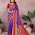 Violet handloom kalamkari silk blend saree with zari woven work