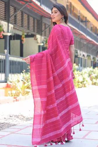 Gulabi pink cotton saree with blouse