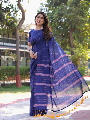 Banjara blue cotton saree with blouse 1