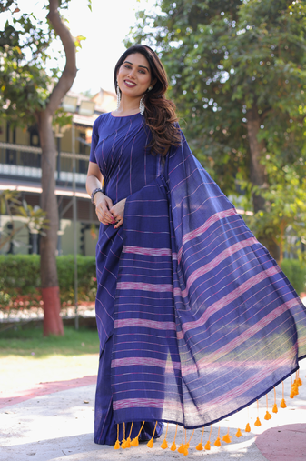 Banjara blue cotton saree with blouse