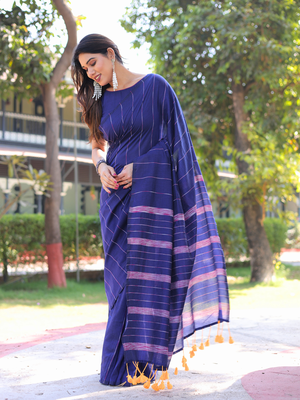 Banjara blue cotton saree with blouse 3