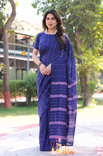 Banjara blue cotton saree with blouse