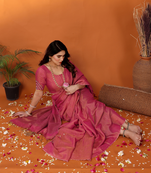 coral red tissue saree with blouse