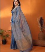 Chandrika blue tissue saree with blouse