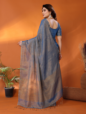 Chandrika blue tissue saree with blouse 3