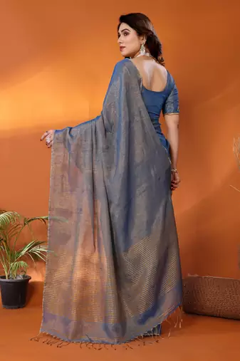 Chandrika blue tissue saree with blouse