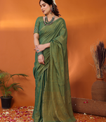 Jodha green tissue saree with blouse