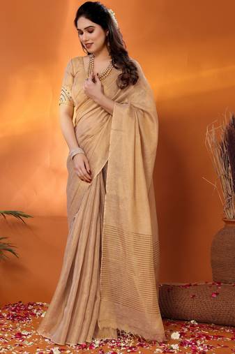 Shakuntala golden tissue saree with blouse