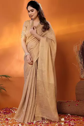 Shakuntala golden tissue saree with blouse