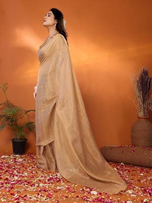 Shakuntala golden tissue saree with blouse 2