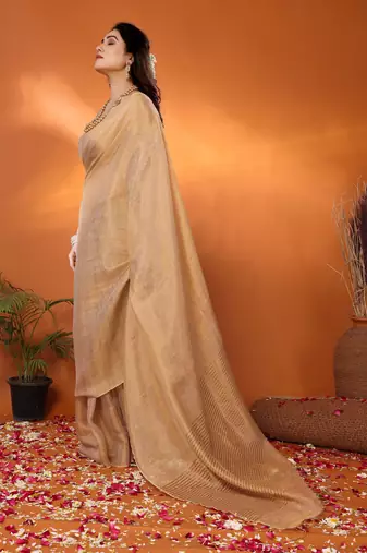 Shakuntala golden tissue saree with blouse