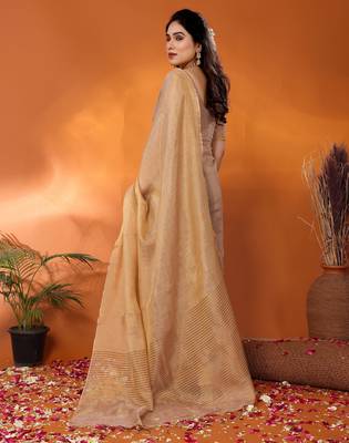 Shakuntala golden tissue saree with blouse 3