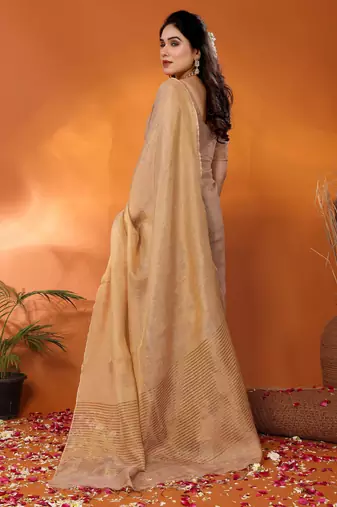 Shakuntala golden tissue saree with blouse