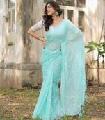 Jenny embroidered mul cotton saree with blouse