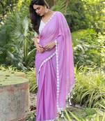 Violet mul cotton saree with blouse