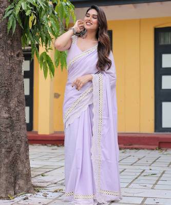 Lakshmi lace work cotton saree with blouse 1