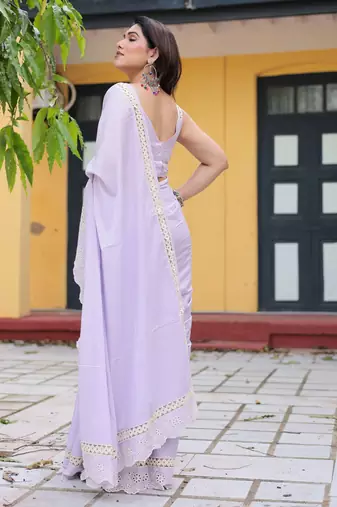 Lakshmi lace work cotton saree with blouse