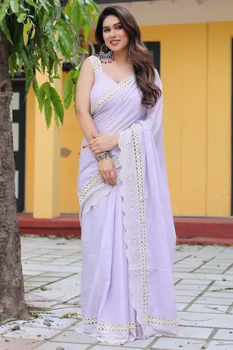 Lakshmi lace work cotton saree with blouse