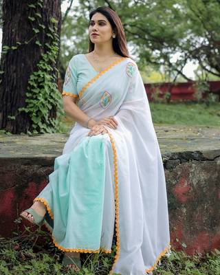 Riddhi embroidered cotton saree with blouse 1