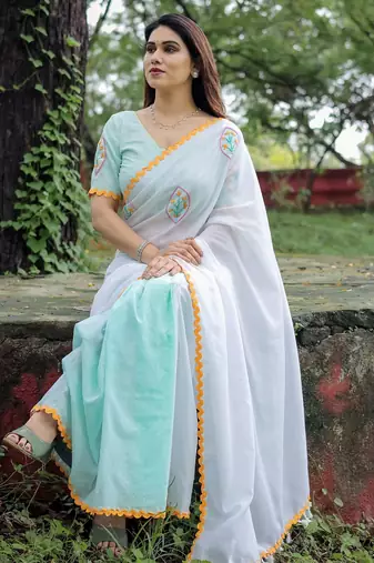 Riddhi embroidered cotton saree with blouse