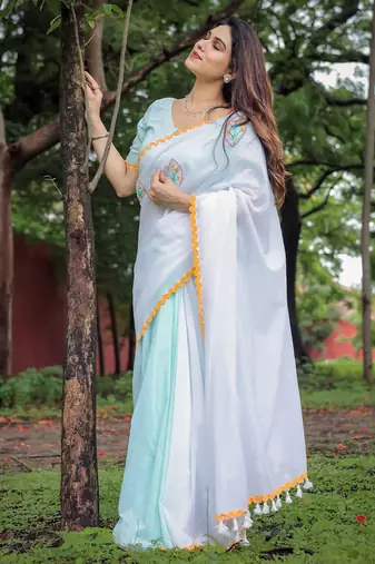 Riddhi embroidered cotton saree with blouse