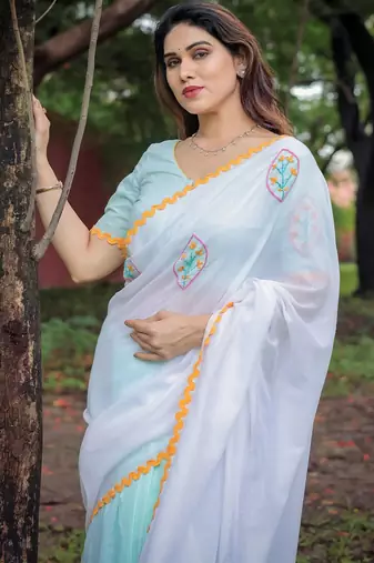 Riddhi embroidered cotton saree with blouse