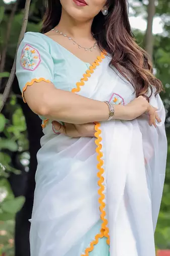 Riddhi embroidered cotton saree with blouse