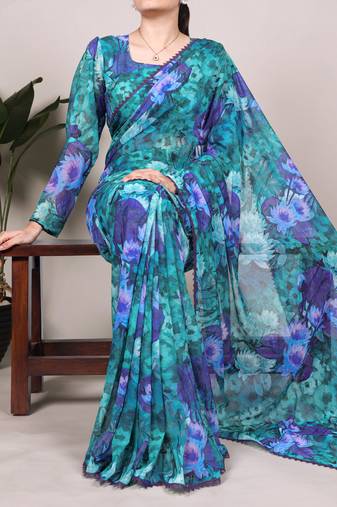 Firozi Weightless Floral printed Saree 