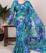 Firozi Weightless Floral printed Saree 