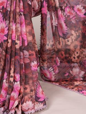 onion pink Weightless Floral printed Saree 3
