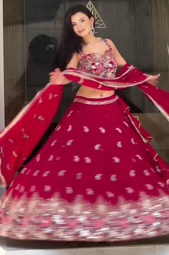 Pink Lehenga Choli with sequin Work and Coding Dori