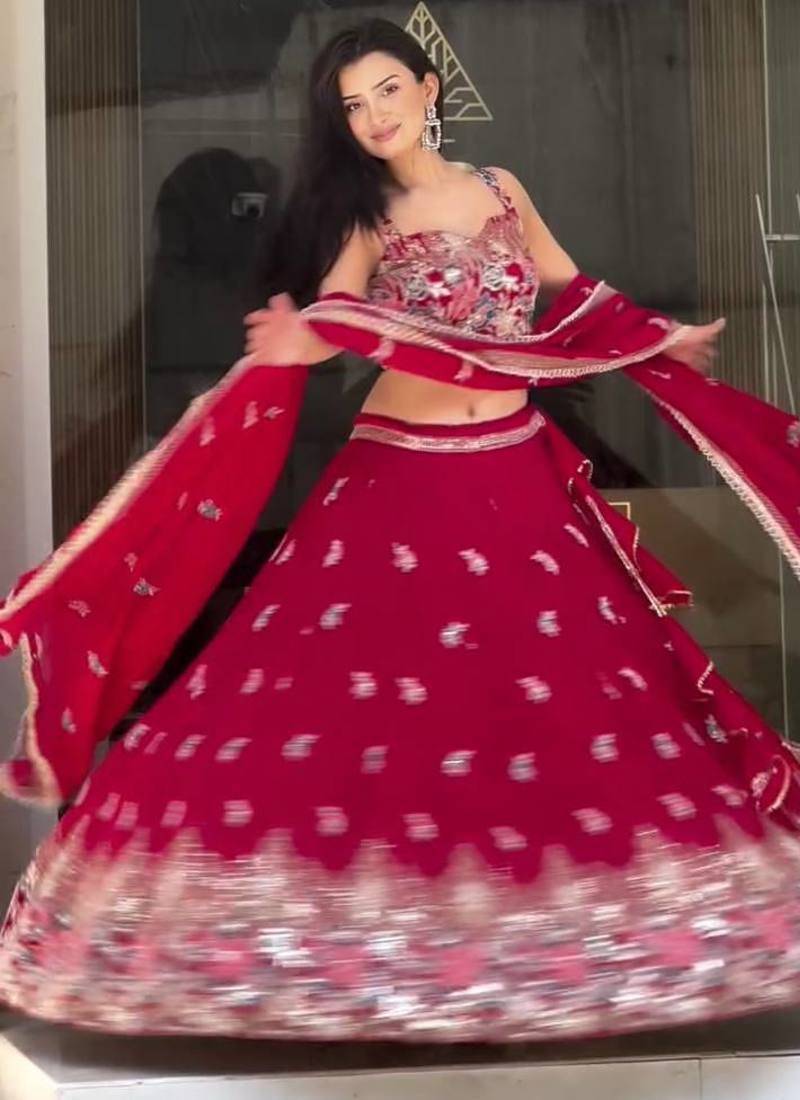 Pink Lehenga Choli with sequin Work and Coding Dori
