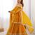 Dazzling Mustard Yellow Georgette Haldi Wear Lehenga With Peplum Top