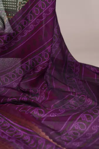 Mehendi Chanderi Bandhej Print Saree with Zari Detailing