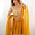 Dazzling Mustard Yellow Georgette Haldi Wear Lehenga With Peplum Top
