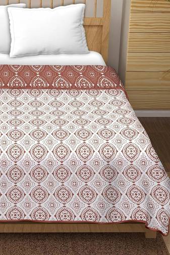 Midhu reversible cotton dohar (brown)  - single