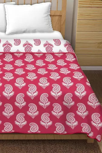 Jaamni reversible cotton dohar (fuschia)  - single