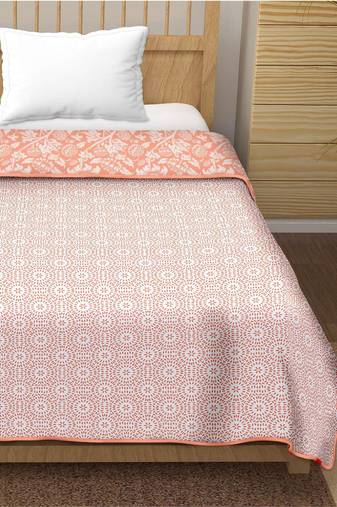 Sumi reversible cotton dohar (orange)  - single