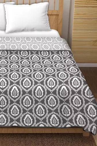 Jinita reversible cotton dohar (grey)  - single