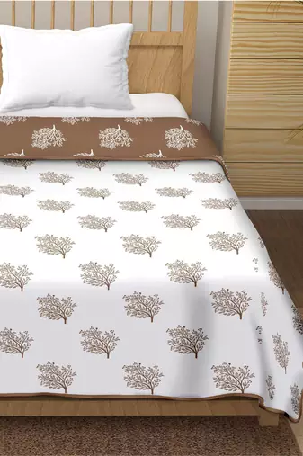 Paalki reversible cotton dohar (brown)  - single