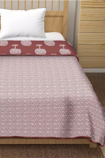 Moohina reversible cotton dohar (brown)  - single