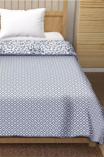 Dyuti reversible cotton dohar (blue)  - single