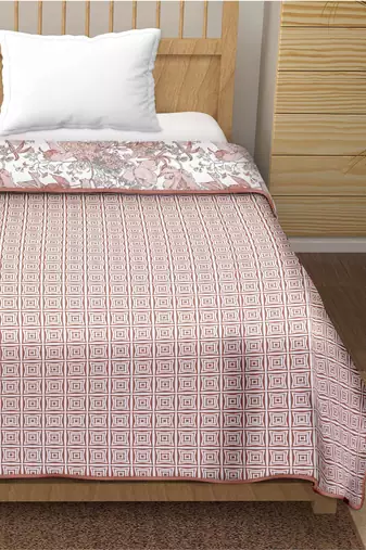 Mohita reversible cotton dohar (pink)  - single