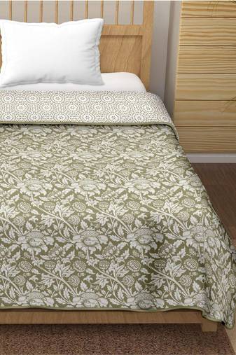 Topini reversible cotton dohar (olive green)  - double