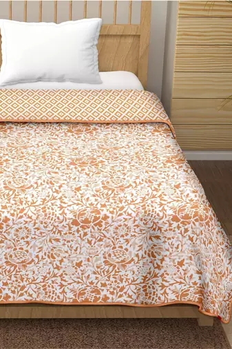 Dyuti reversible cotton dohar (orange)  - double