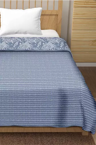Disha reversible cotton dohar (blue)  - double