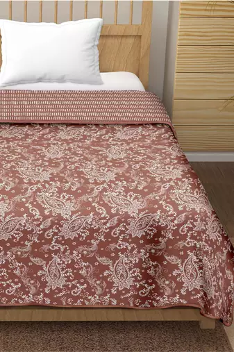 Disha reversible cotton dohar (brown)  - double