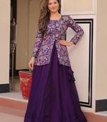 purple silk weaving party lehenga with jacket