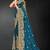 Teal blue sequin embroidered art silk saree with blouse piece